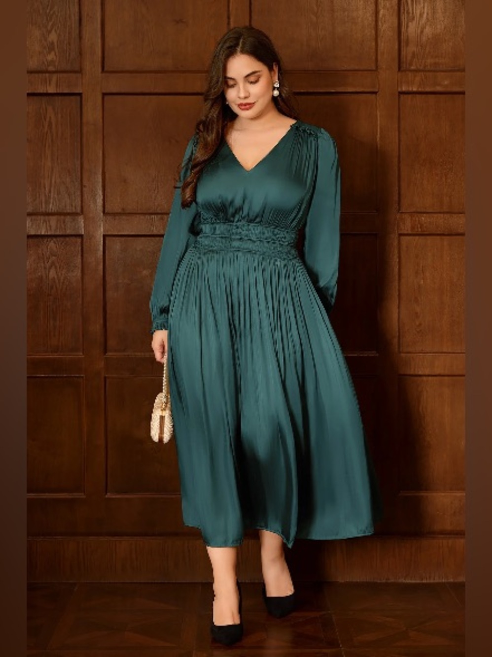 Ritera NWT Ritera V-Neck Smocked Waist Tiered Midi Dress 2X